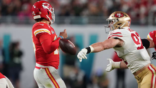 Nick Bosa Mahomes © John David Mercer-USA TODAY Sports